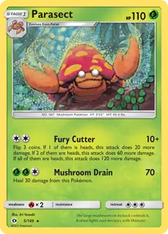 Parasect 5 - Sun & Moon Base Pokesingles
