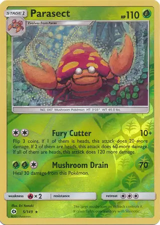 Parasect Reverse Holo 5 - Sun & Moon Base Pokesingles