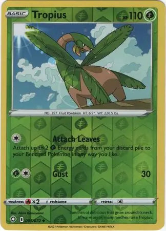 Tropius Reverse Holo 005 - Shining Fates, Shining Fates | Sword & Shield, , 3.00 kr, Pokesingles. Kjøp pokemon kort til lave priser hos oss.