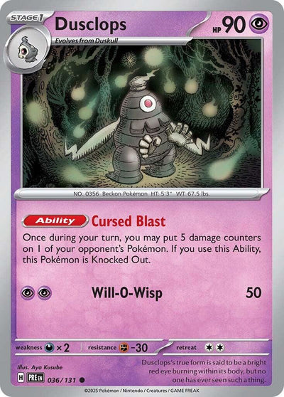 Dusclops 036 - SV: Prismatic Evolutions - Reverse Holofoil