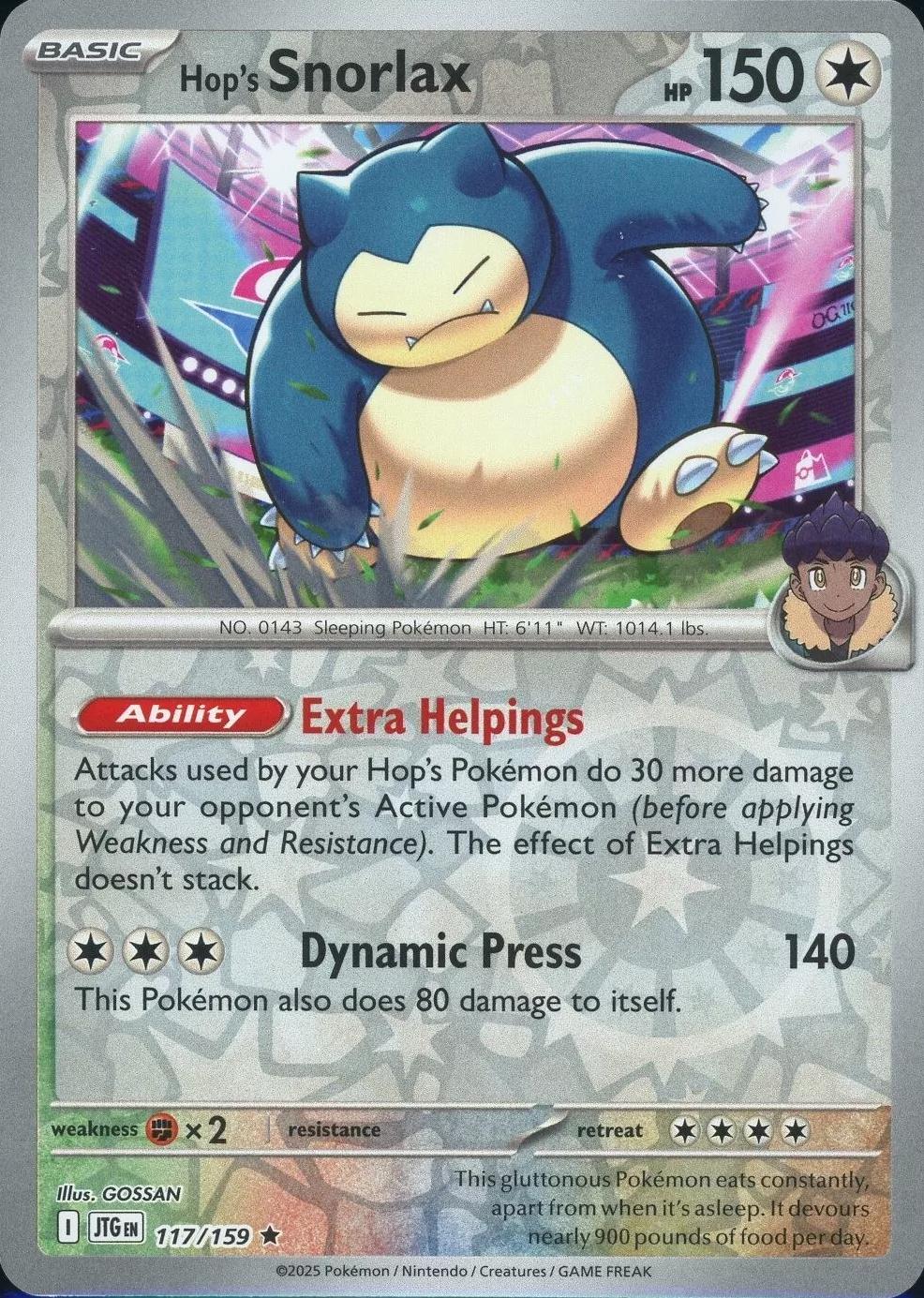Hop's Snorlax 117 - SV09: Journey Together - Reverse Holofoil