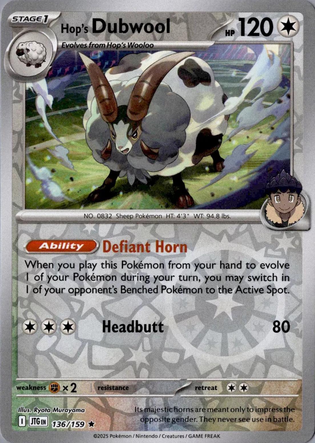 Hop's Dubwool 136 (Reverse Holofoil) - SV09: Journey Together