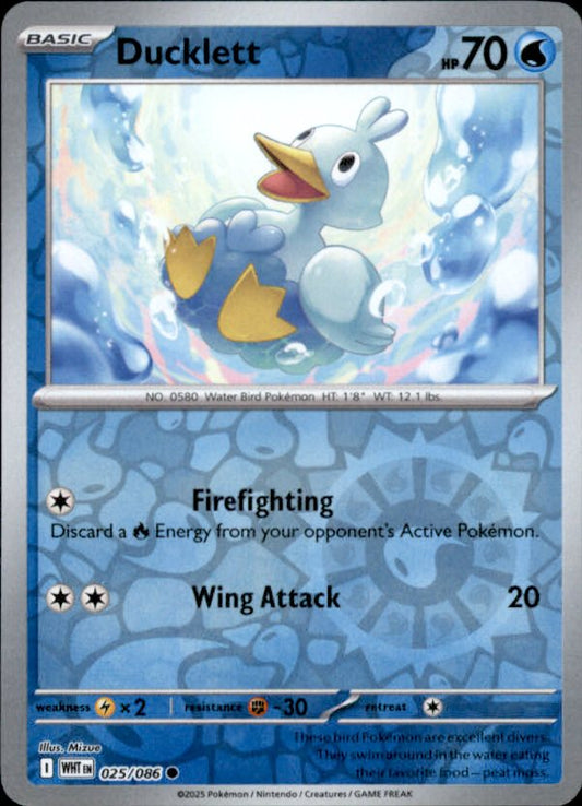 Ducklett Reverse Holo 025 - White Flare Pokesingles