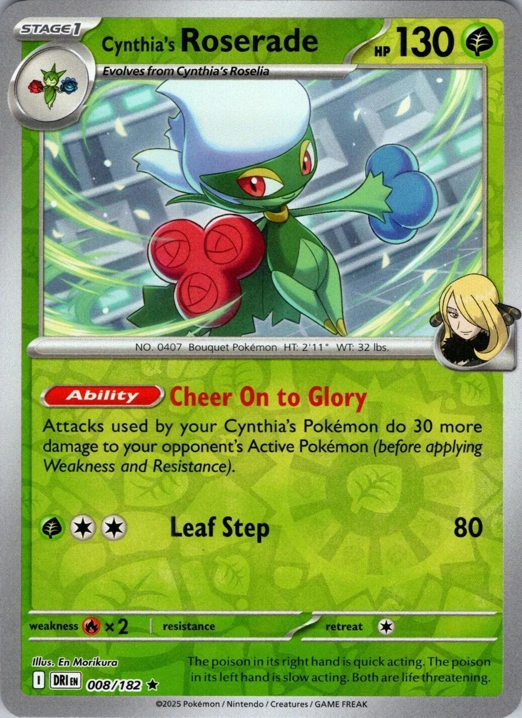 Cynthia's Roserade 008 - SV10: Destined Rivals - Reverse Holofoil