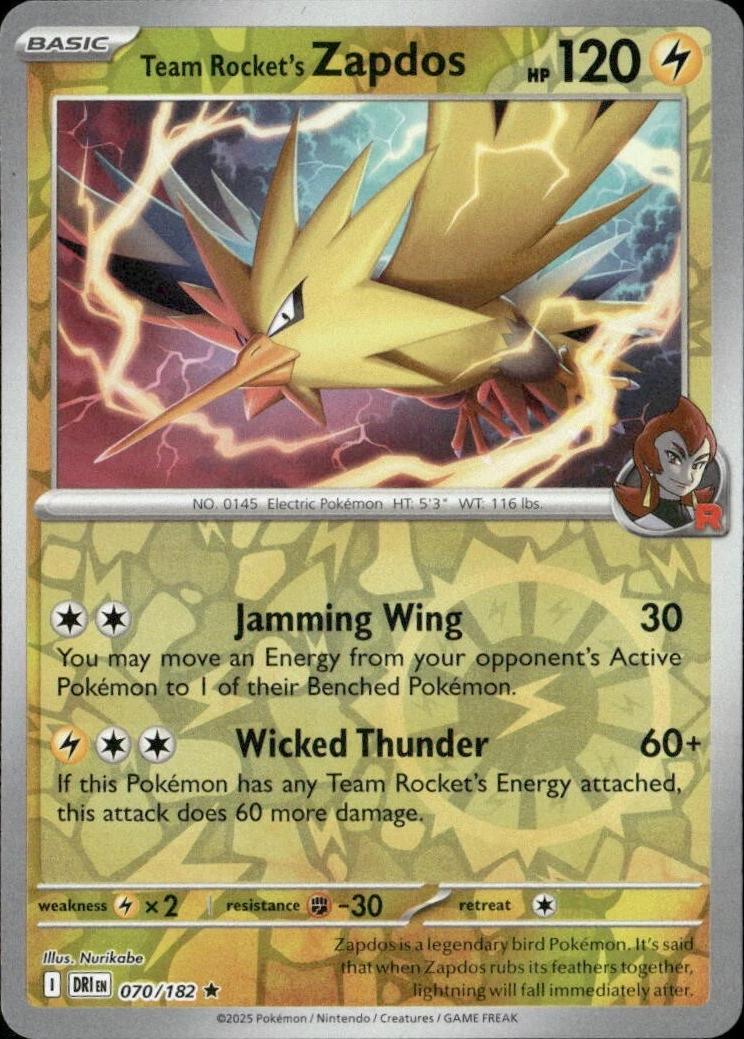 Team Rocket's Zapdos 070 - SV10: Destined Rivals - Reverse Holofoil