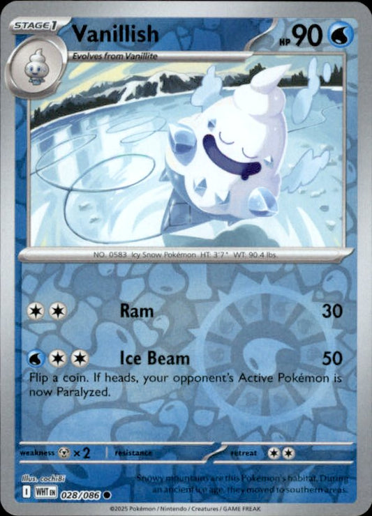 Vanillish Reverse Holo 028 - White Flare Pokesingles