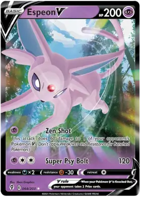 Espeon V 064, Evolving Skies | Sword & Shield, v, 5.00 kr, Pokesingles. Kjøp pokemon kort til lave priser hos oss.