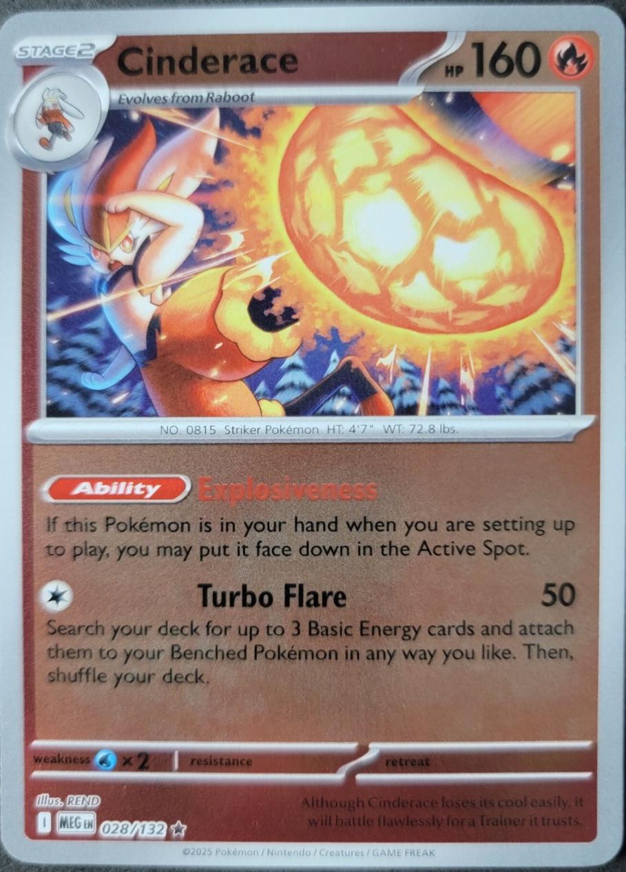 Cinderace 028 - ME01: Mega Evolution - Reverse Holofoil