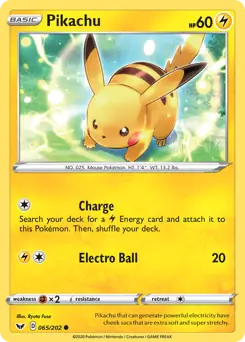 Pikachu 065 - Sword & Shield Base Pokesingles