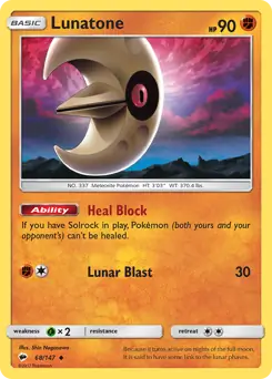 Lunatone 68 - Burning Shadows Pokesingles