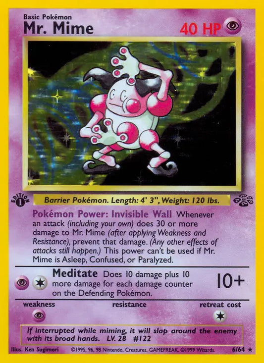 Mr. Mime Holo 6 - Jungle 1st Edition Pokesingles