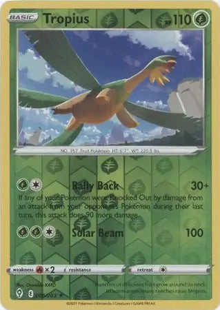 Tropius Reverse Holo 006, Evolving Skies | Sword & Shield, , 5.00 kr, Pokesingles. Kjøp pokemon kort til lave priser hos oss.