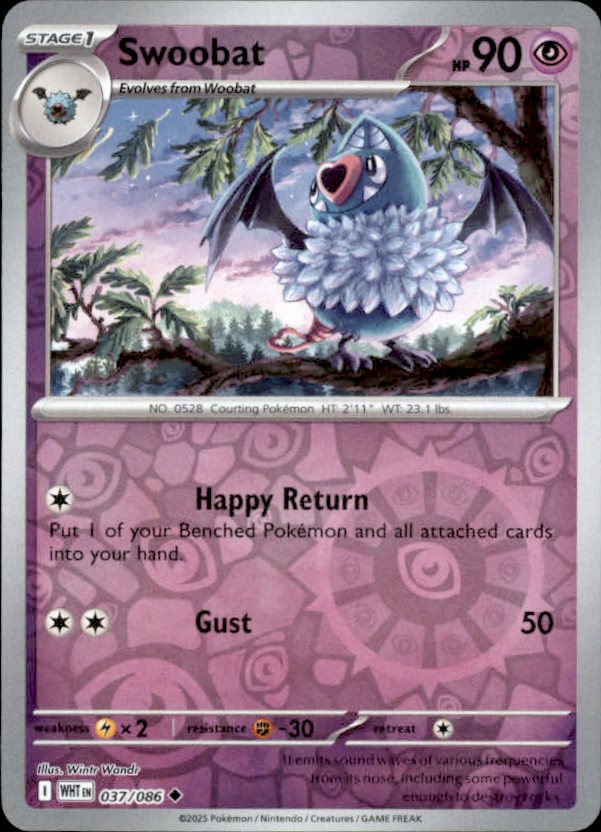 Swoobat Reverse Holo 037 - White Flare Pokesingles