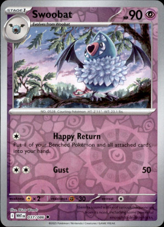 Swoobat Reverse Holo 037 - White Flare Pokesingles