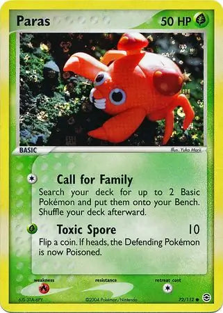 Paras Reverse Holo 72 - Fire Red Leaf Green Pokesingles