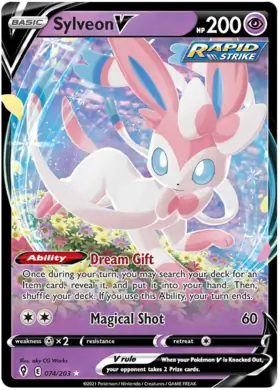 Sylveon V 074, Evolving Skies | Sword & Shield, v, 5.00 kr, Pokesingles. Kjøp pokemon kort til lave priser hos oss.