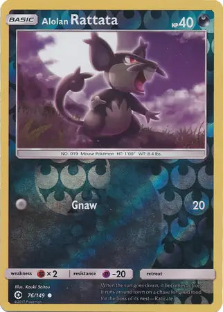 Alolan Rattata Reverse Holo 76 - Sun & Moon Base Pokesingles