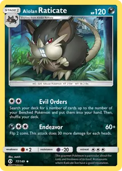 Alolan Raticate 77 - Sun & Moon Base Pokesingles