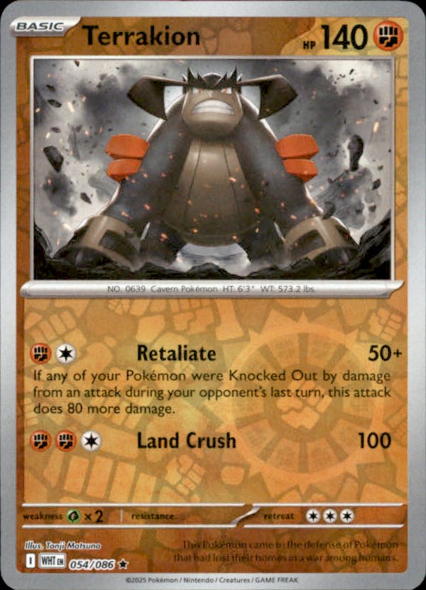 Terrakion Reverse Holo 054 - White Flare Pokesingles