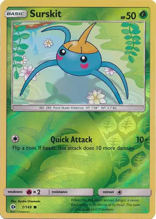 Surskit Reverse Holo 7 - Sun & Moon Base Pokesingles