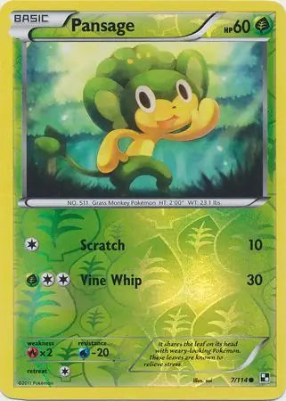 Pansage Reverse Holo 7 - Black and White Base Pokesingles