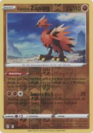 Galarian Zapdos Reverse Holo 082, Evolving Skies | Sword & Shield, , 5.00 kr, Pokesingles. Kjøp pokemon kort til lave priser hos oss.