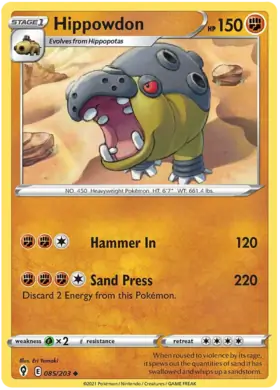 Hippowdon 085, Evolving Skies | Sword & Shield, , 5.00 kr, Pokesingles. Kjøp pokemon kort til lave priser hos oss.