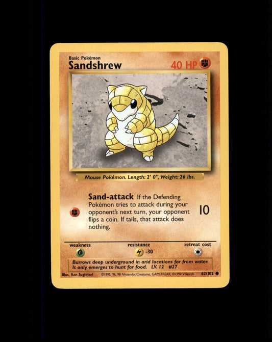 *SE BILDE FOR TILSTAND* Sandshrew #62 Pokemon Base Set Pokesingles