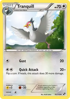 Tranquill 85 - Black and White Base Pokesingles