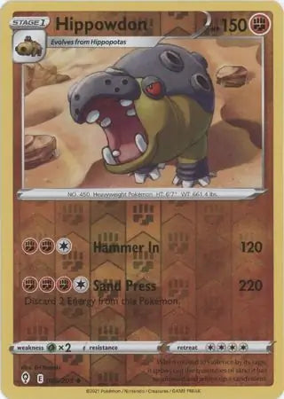 Hippowdon Reverse Holo 085, Evolving Skies | Sword & Shield, , 5.00 kr, Pokesingles. Kjøp pokemon kort til lave priser hos oss.