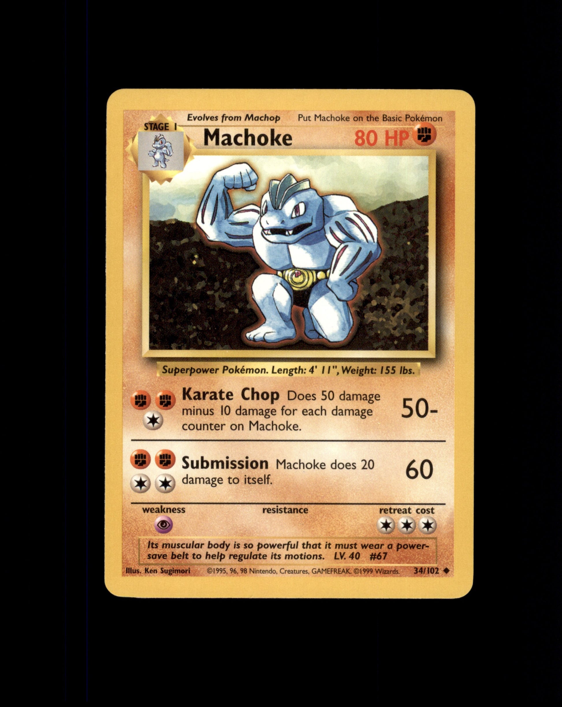 *SE BILDE FOR TILSTAND* Machoke #34 Pokemon Base Set Pokesingles