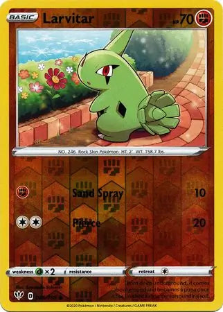 Larvitar Reverse Holo 086, Darkness Ablaze | Sword & Shield, , 7.00 kr, Pokesingles. Kjøp pokemon kort til lave priser hos oss.