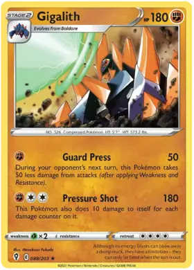 Gigalith 088, Evolving Skies | Sword & Shield, , 5.00 kr, Pokesingles. Kjøp pokemon kort til lave priser hos oss.