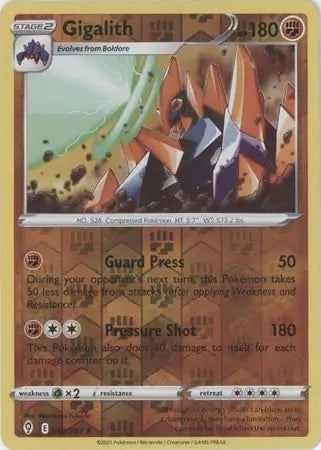 Gigalith Reverse Holo 088, Evolving Skies | Sword & Shield, , 5.00 kr, Pokesingles. Kjøp pokemon kort til lave priser hos oss.