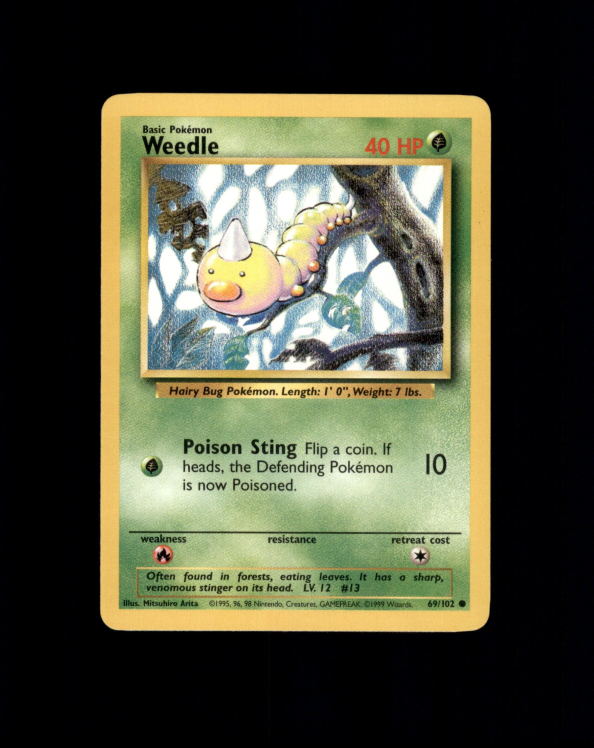 *SE BILDE FOR TILSTAND* Weedle #69 Pokemon Base Set Pokesingles