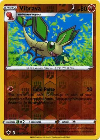 Vibrava Reverse Holo 090, Darkness Ablaze | Sword & Shield, , 5.00 kr, Pokesingles. Kjøp pokemon kort til lave priser hos oss.