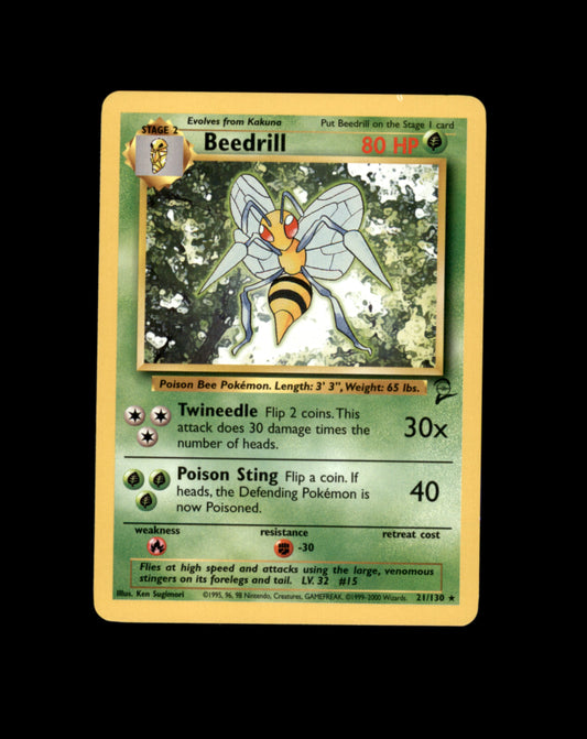 *SE BILDE FOR TILSTAND* Beedrill #21 Pokemon Base Set 2 Pokesingles