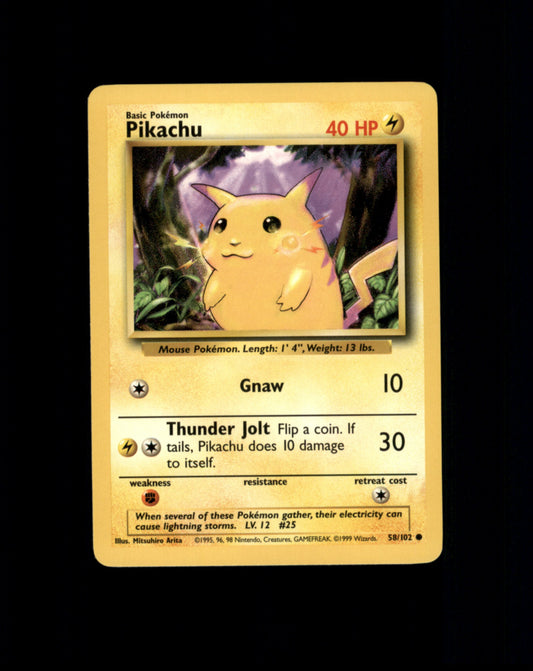 *SE BILDE FOR TILSTAND* Pikachu #58 Pokemon Base Set Pokesingles