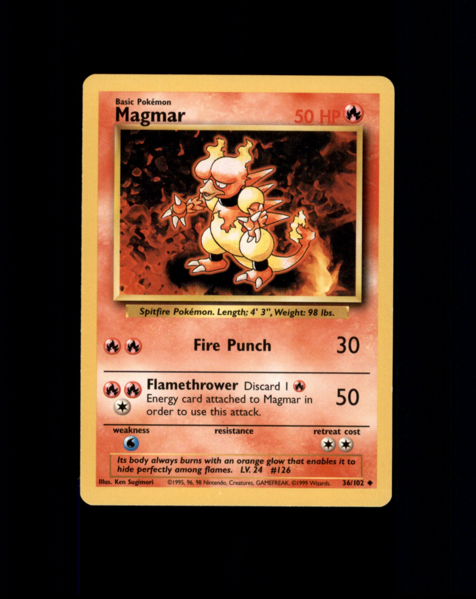 *SE BILDE FOR TILSTAND* Magmar #36 Pokemon Base Set Pokesingles