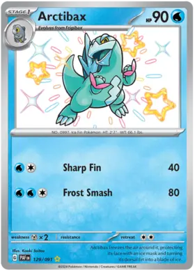 129 Arctibax, Paldean Fates, secret, 100.00 kr, Pokesingles. Kjøp pokemon kort til lave priser hos oss.