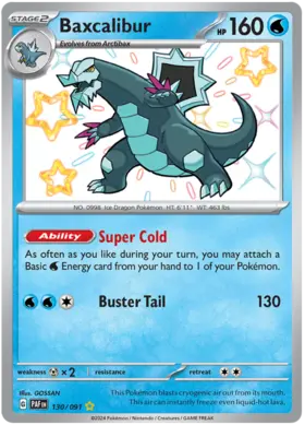 130 Baxcalibur, Paldean Fates, secret, 3.00 kr, Pokesingles. Kjøp pokemon kort til lave priser hos oss.