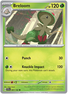 007 Breloom, Temporal Forces | Scarlet & Violet, nonholo, 2.00 kr, Pokesingles. Kjøp pokemon kort til lave priser hos oss.