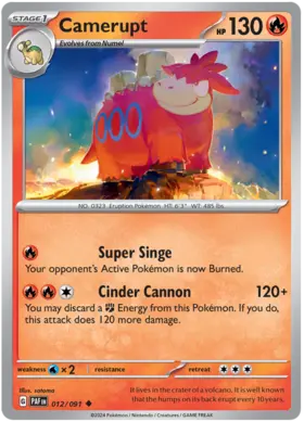 012 Camerupt, Paldean Fates, nonholo, 2.00 kr, Pokesingles. Kjøp pokemon kort til lave priser hos oss.