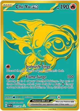 241 Chi-Yu ex, Paldean Fates, secret, 100.00 kr, Pokesingles. Kjøp pokemon kort til lave priser hos oss.