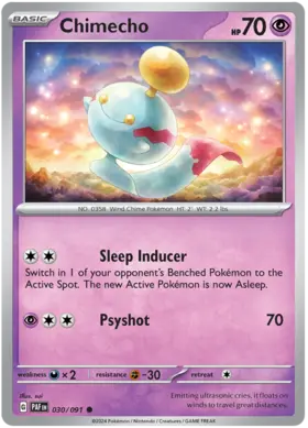 030 Chimecho, Paldean Fates, nonholo, 2.00 kr, Pokesingles. Kjøp pokemon kort til lave priser hos oss.