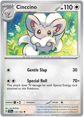 137 Cinccino, Temporal Forces | Scarlet & Violet, nonholo, 2.00 kr, Pokesingles. Kjøp pokemon kort til lave priser hos oss.