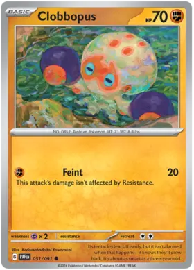 051 Clobbopus, Paldean Fates, nonholo, 2.00 kr, Pokesingles. Kjøp pokemon kort til lave priser hos oss.
