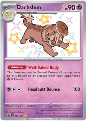 161 Dachsbun, Paldean Fates, secret, 100.00 kr, Pokesingles. Kjøp pokemon kort til lave priser hos oss.