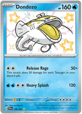 126 Dondozo, Paldean Fates, secret, 3.00 kr, Pokesingles. Kjøp pokemon kort til lave priser hos oss.