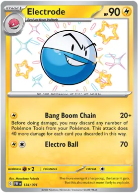 134 Electrode, Paldean Fates, secret, 3.00 kr, Pokesingles. Kjøp pokemon kort til lave priser hos oss.